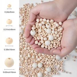Natural Wood Beads Bulk Unfinished Round Wooden Beads for Jewelry Making, DIY Crafts, Home Decor, Beading Supplies (2000, 10mm)
