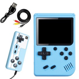 Tomedeks Handheld Game Console, Retro Handheld Console with 500 Classic FC Games, 3 Inch LCD Screen, Retro Game Console for Two Players Games and TV Output, Children and Adults, Blue, AB