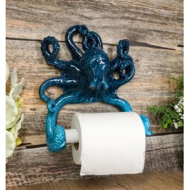 Ebros Gift Nautical Marine Ocean Blue Sea Octopus Tentacles Wall Toilet Paper Holder