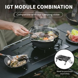Naturehike Portable IGT Table with Charcoal Grill, Folding Camping Table and BBQ Grill with Desk Extension & Lantern Stand, Perfect for Outdoor Barbecue Camping Cooking Travel Picnic