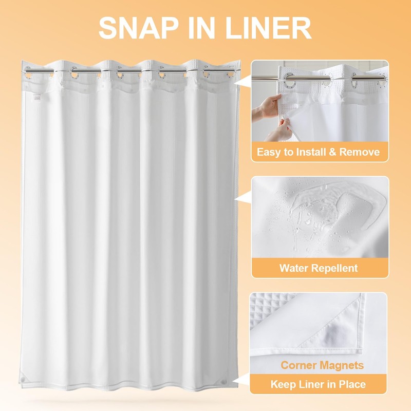 River Dream Extra Long Cotton Blend Shower Curtain with Snap
