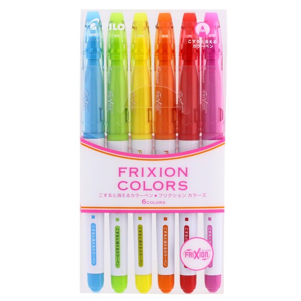 Pilot Frixion Colors Erasable Marker Pen, 6 Color Set (SFC-60M-6C)