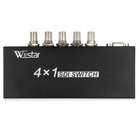 Wiistar 4x1 SDI Switcher with ReClock Technology, Supports SD, HD, 3G SDI up to 1320 Ft (4 Inputs, 1 Output)