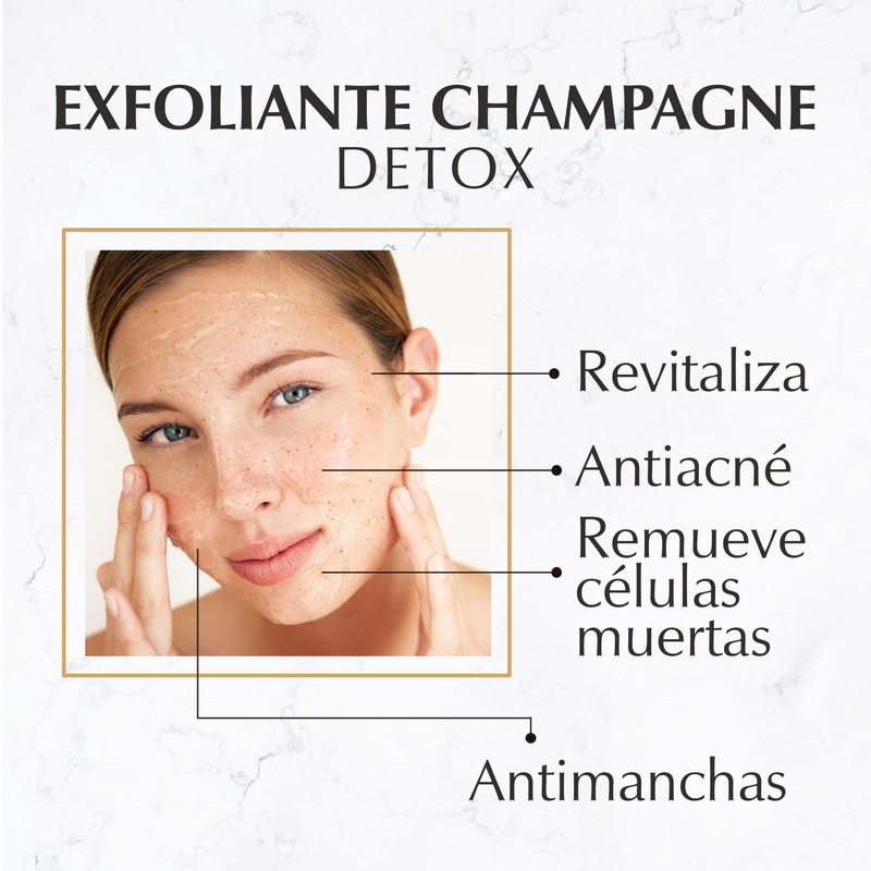 Exfoliante Facial Champagne Marie d'Argan, Antimanchas, Antiedad, Controla Grasa, Antiacné,