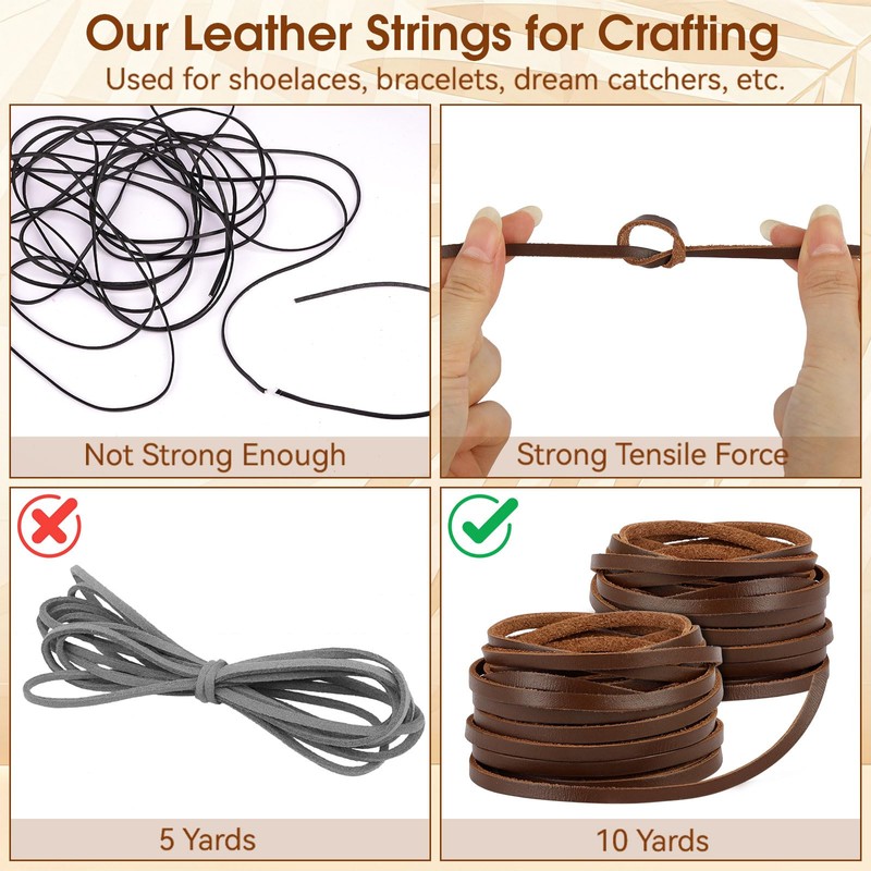 10 Yards Flat Genuine Leather Cord, Real Leather Strips, Leather
