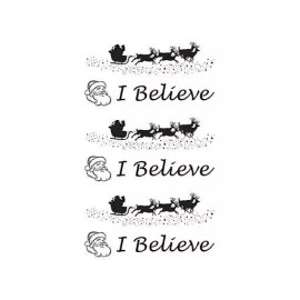 Captive Decals Barrette Christmas I Believe Santa Sleigh 6 pcs 0.75 Inch Black Fused Glass Deca