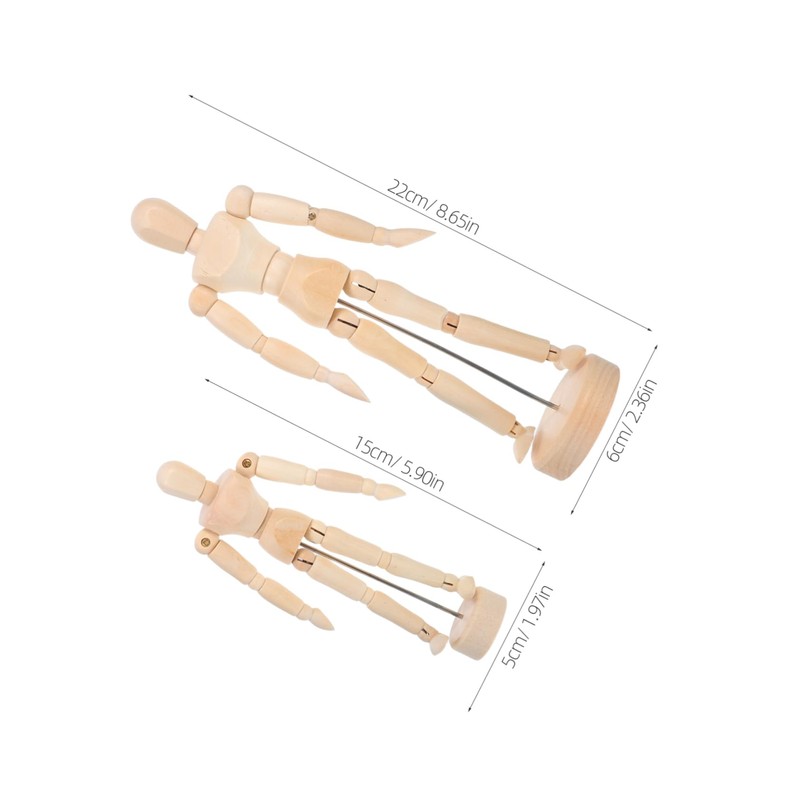 Operitacx 2pcs Wooden Artist Mannequin Articulated Joints for Realistic Posing
