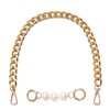 2 Pcs Chunky Bag Chains Handles Replacement 45 CM Purse Chains Strap+ 13 CM Pearl Extender for DIY Crafts (Gold)