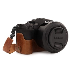 MegaGear Ever Ready Genuine Leather Camera Half Case Compatible with Leica V-Lux 5, Panasonic Lumix DC-FZ1000 IIBrown (MG1682)
