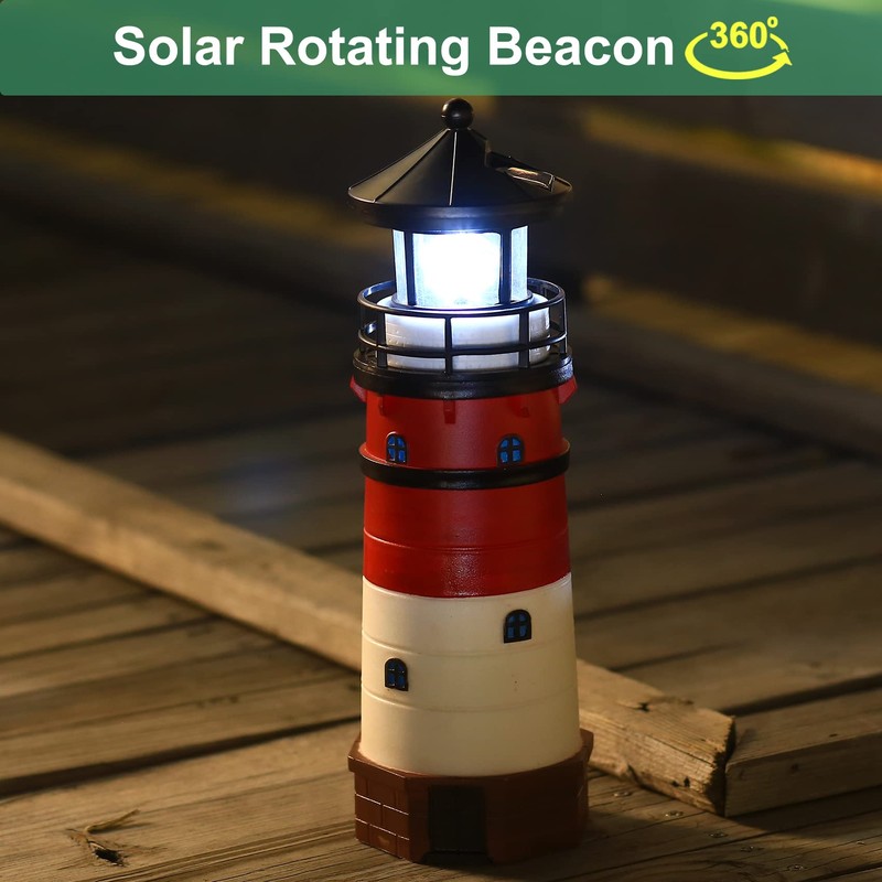 HSHD Solar Lighthouse Ornament - 30cm Tall Solar Lighthouse with