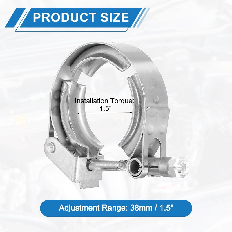 sourcing map 1.5" Quick Release V Band Clamp 304 Stainless