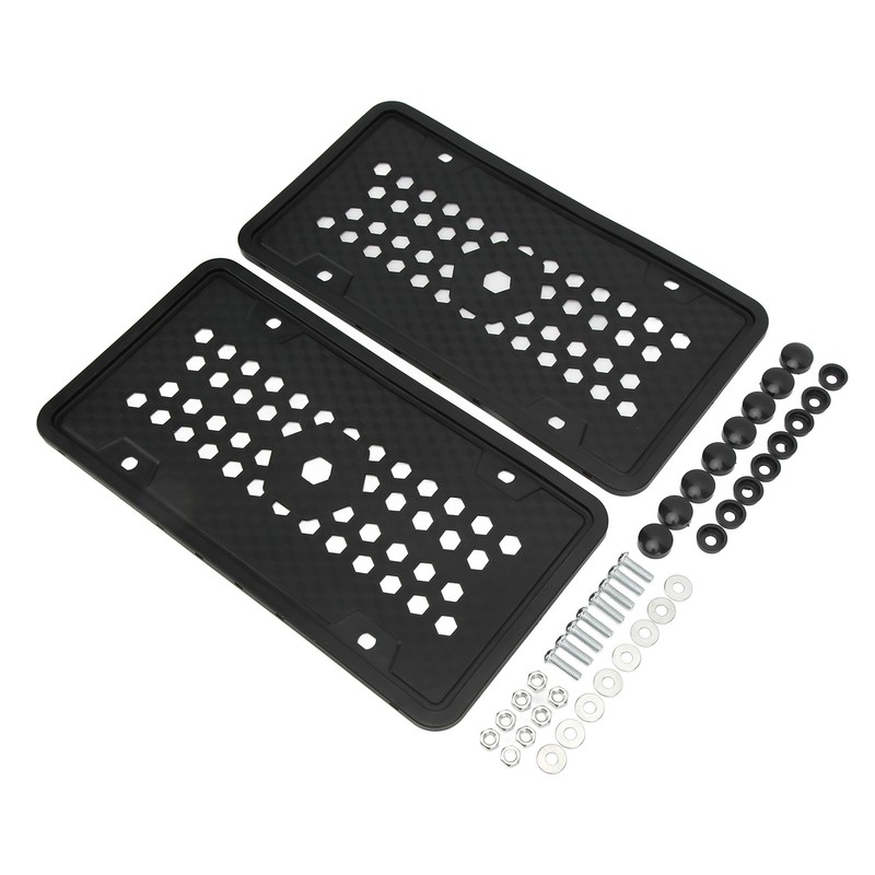 2PCS License Plate Protector Silicone Frame Soft Flexible Black 305x155mm