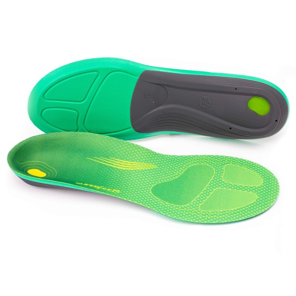Superfeet Run Comfort Carbon Fiber Orthotic Inserts Thick-Cushion Insoles for Running Shoes with High Arch Support, Unisex, Citron, 9.5-11 Men / 10.5-12 Women