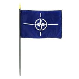 NATO Flag Rayon On Staff 4 in. x 6 in. - Made in the USA from Flags Unlimited