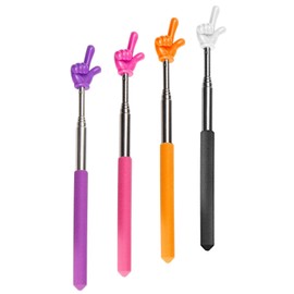 Fkereg 4 Pieces Telescopic Finger Pointer Stick, Teacher Pointer Stick for Classroom, Retractable Teaching Aids, Hand Reading Pointer, Extendable Pointing Stick for Whiteboard Office Presentation, B