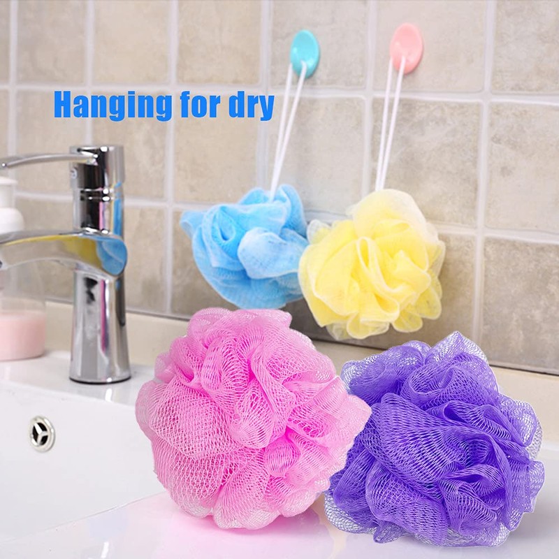 10 Pcs Bath Loofah Shower,Small Mesh Sponge Pouf Colorful Exfoliating