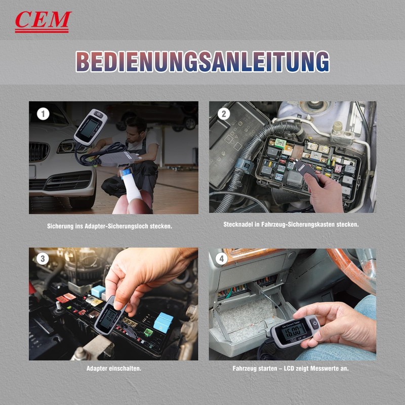 CEM CF-02 Car Blade Fuse Tester with LCD Display /
