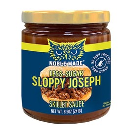 Noble Made Less-Sugar Sloppy Joseph Skillet Sauce, 8.5 oz Jar, Gluten Free, Low Sugar, Paleo Friendly, Naturally Sweetened, Easy Dinner, Family Friendly, Just Add Ground Beef or Ground Turkey