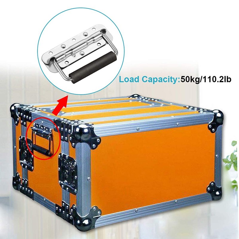 Pack of 4 Folding Handles, Stainless Steel Hardware Boxes, Spring-Loaded