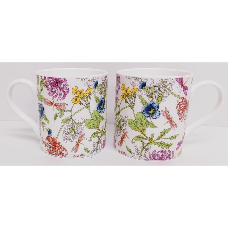 Rainbow Decors Japanese Garden & Dragonflies Mugs Set of 4