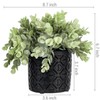 MyGift Artificial Plant Eucalyptus Boxwood in Modern Black Concrete Pot