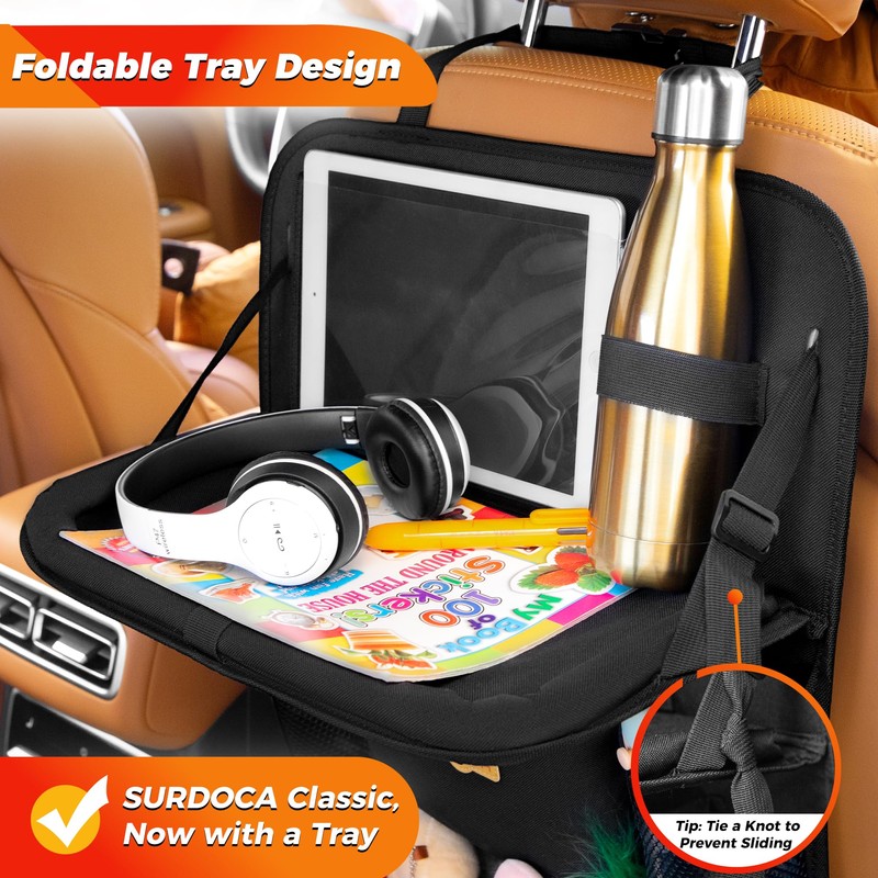 SURDOCA Backseat Car Organizer with Foldable Tray for Kids &