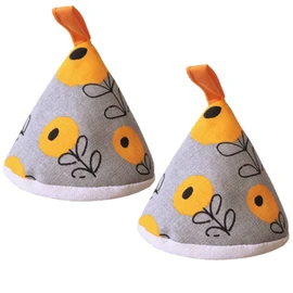 Samcos Triangular Pot Holder, Set of 2, Oven Mitts, Fish Pattern, Scandinavian Style, Heat Resistant Mittens, Ironing Handle, Pot Lid, Non-slip, Thick, For Cooking, Unisex, Convenient Storage