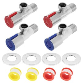 The Lord of the Tools 4 Pieces Stainless Steel Angle Valve Brass Valve Core G1/2 Inch Shower Flow Control Valves for Bathroom Kitchen Sink Toilet