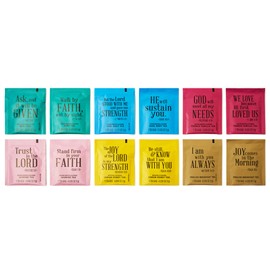 Thoughtfully Gourmet, Tea Affirmations Christian Prayer Gift Set, Includes 6 Flavours of Tea with Bible Verses from Psalms and Other Books to Rejoice, Pack of 90