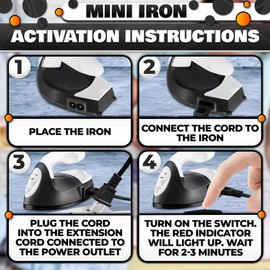 Mini Iron for Crafting – Black Mini Craft Iron for Patches, Sewing & Quilting with Ceramic Heating Plate & Long 60" Cord – Quick Heat-Up, Design for Easy Use on Small Tight Areas & DIY Projects