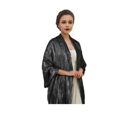 Sparkling Metallic Women Shawls and Wraps for Evening Party Dresses Wedding Party Like Chiffon Silk Scarf Black
