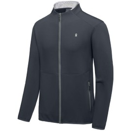 Little Donkey Andy Men's Lightweight Running Warm Jacket Full Zip Fleece Lined Windproof Jacket for Outdoor Casual Gray 3XL