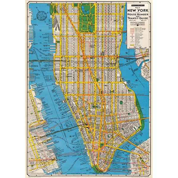 Cavallini & Co. New York City Map Decorative Decoupage Poster Wrapping Paper Sheet
