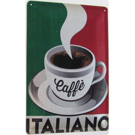 Ontrada Tin Sign 20 x 30 cm Curved Espresso Coffee Cafe Bar Italy Coffee Italiano Decorative Gift Sign