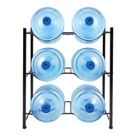 Water Jug Rack, 5 Gallon Water Jug Stand, 3 Tier Water Jug Rack with 6 Slots, Water Bottle Holder, Water Bottle Organizer, Water Cooler Jug Rack, Water Bottle Rack (3 Tier/6 slot-Black)