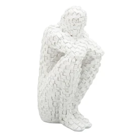 Abstract Mosaic Sculpture White Resin Eco Friendly Bookend Function Thinker Mosaic Statue for Bedroom Shelf Office