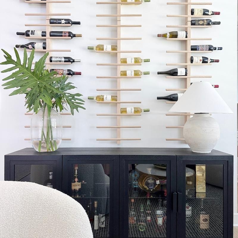 Wood Wine Rack , Wall Mounted Wine Bottle Holder &