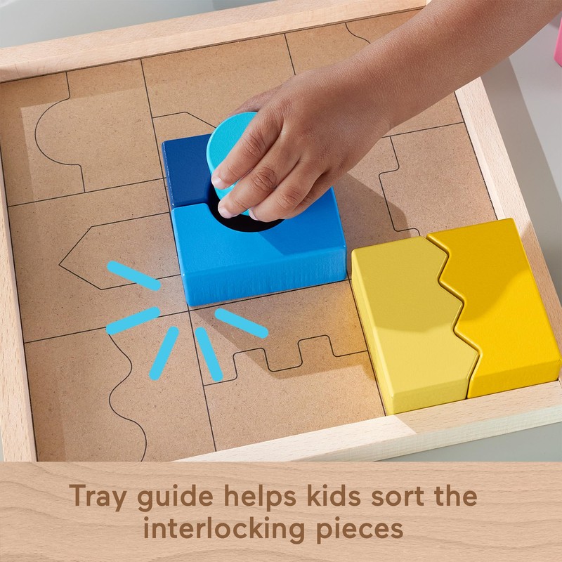 Fisher-Price Wood Toddler Toy Interlocking Blocks Stacking Jigsaw Puzzle with