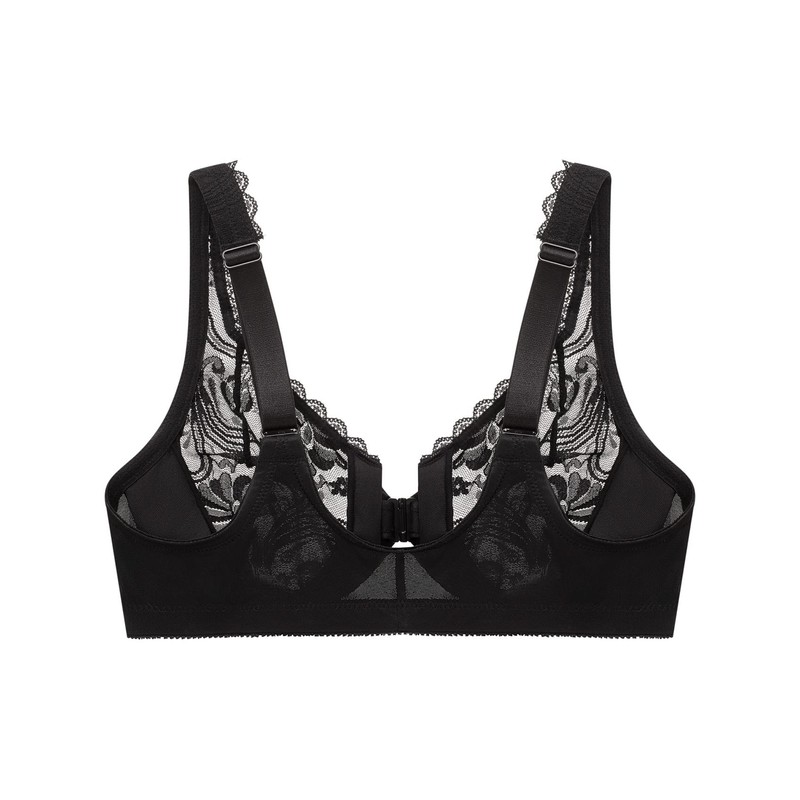 Full Figure Plus Size Wonderwire Front-Closure Stretch Lace Bra Underwire
