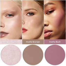FOCALLURE Paleta de Rubor y Resaltador, Paleta de Contorno 3 En 1, Polvo Bronceador Mate Sin Crueldad Animal, Iluminadores Iluminadores Brillantes par