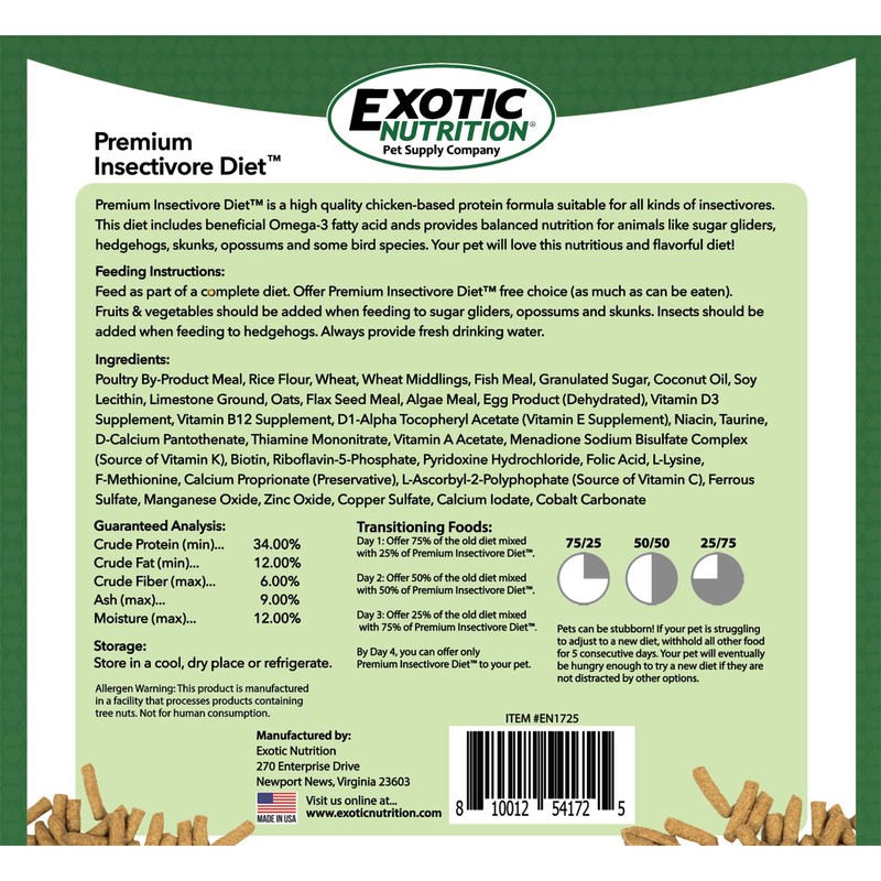 Premium Insectivore Diet (8 lb.) - Healthy Nutritious Chicken Based