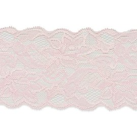 Trims by the Yard 5 Yards of Breanne 3 1/4" Stretch Raschel Lace Trim, Light Pink