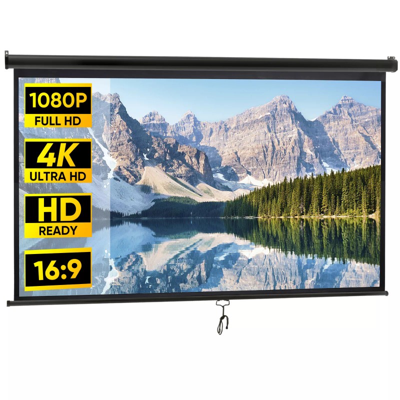 Segawe 100" Pull Down Projection Screen 16:9 HD Home Theater