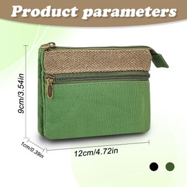 Energather Change Purse, Cotton Coin Pouch Small Pouches for Purse, Portable Coin Purse Wallet with Zipper Versatile Money Pouch for Receipt, Change, Card (green)