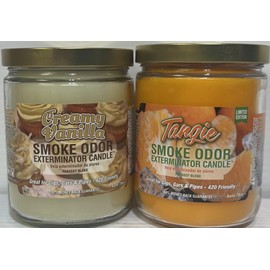 Smoke Odor Exterminator 13 oz Jar Candles Assortment Two Fragrances Bundle Creamy Vanilla & Tangie.