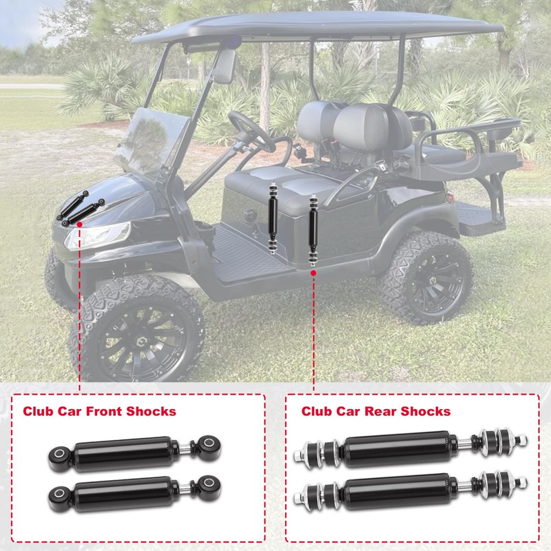 TEMSONE Golf Cart Front and Rear Shock Absorbers Compatible with