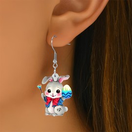 EAVUYIS Cute Ostereier Kaninchen Ohrringe Acryl Osterhase Dangle Schmuck Geschenke für Damen Mädchen lustig Ostern Deko