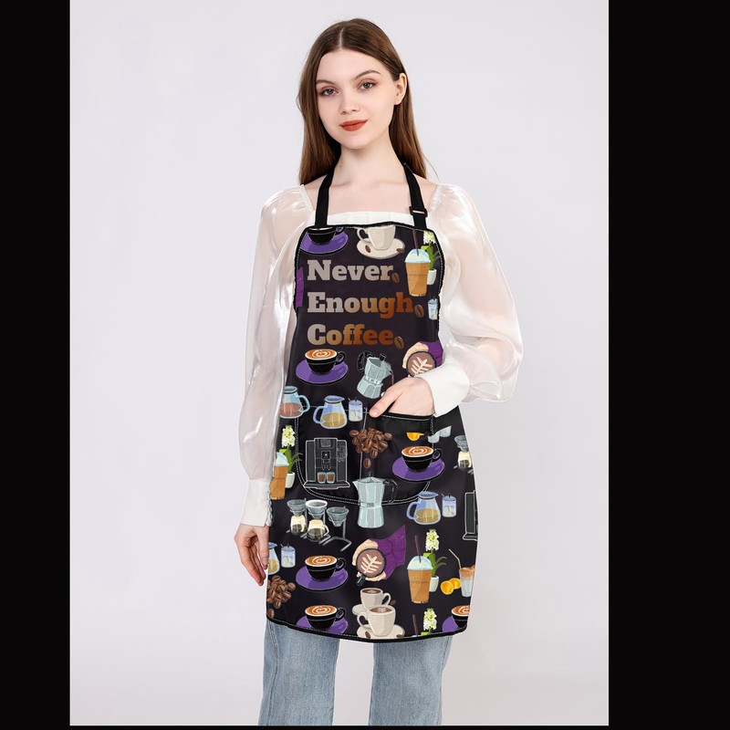WSNANG Barista Apron Never Enough Coffee Adjustable Aprons for Chef