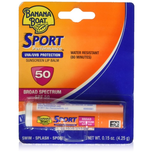 Banana Boat Sport Performance Sunscreen Lip Balm SPF 50 0.15 oz (Pack of 12)