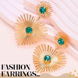 Jovono Large Geometric Earrings Gold Exaggerated Heart Dangle Earrings Punk Statement Earrings for Women /, /